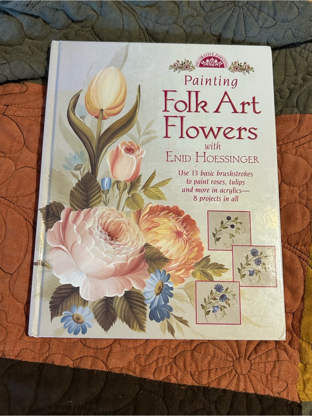 Folk art flower how to paint hardback book